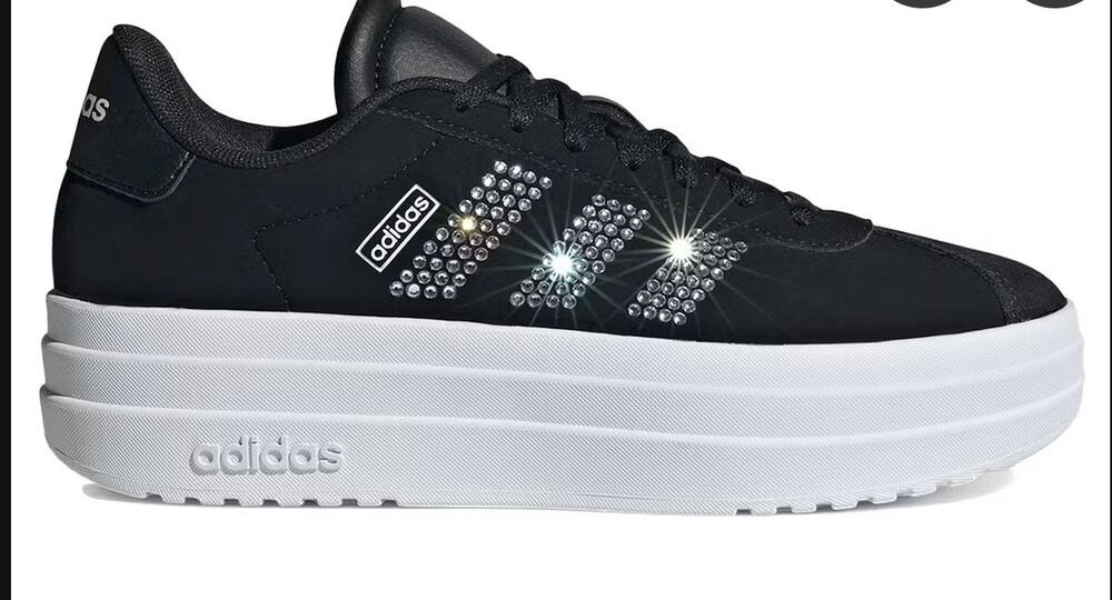 Adidas VL Court Bold Sneakers Womens Size 8 Black Rhinestone